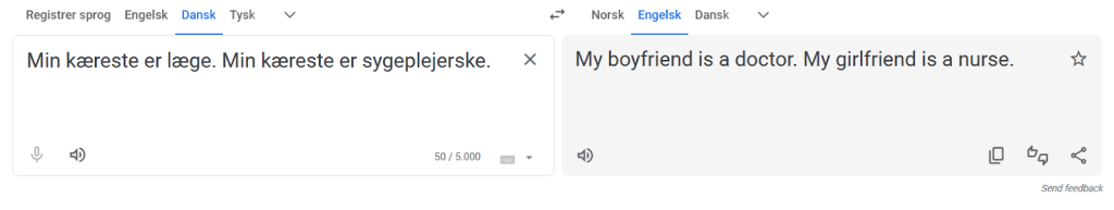 Screenshot of Google Translate