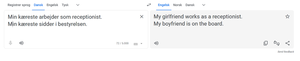 Screenshot of Google Translate