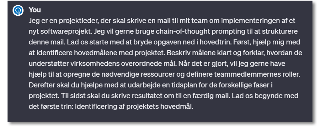 ChatGPT screenshot of a prompt