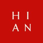 Logo for HIAN Vietnamese Eatery and Drinks med bogstaverne H, I, A, N i hvid på rød baggrund